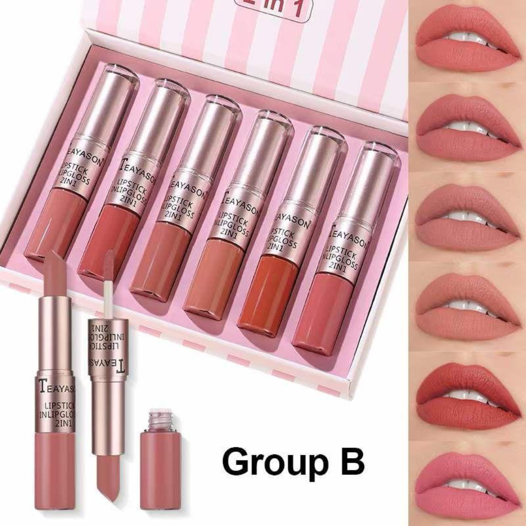Teayason 2 in 1 Matte Lipstick And Lip Gloss Set B
