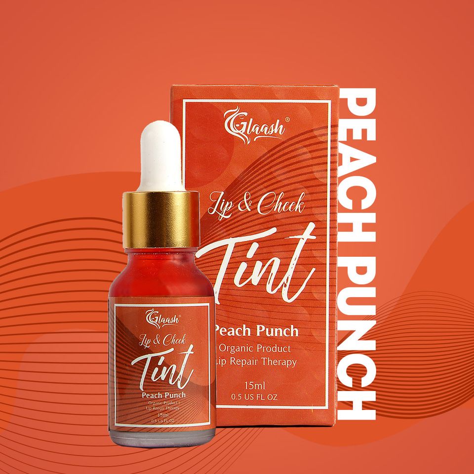 Glaash Lip &amp; Cheek Tint Water Based Peach Punch 15ml