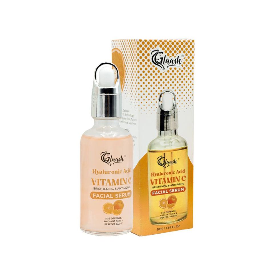 Glaash Facial Serum 50ml Pack of 02 – Niacinamide Anti Acne &amp; Brightening | Hyaluronic Acid Vitamin C Brightening &amp; Anti-Aging