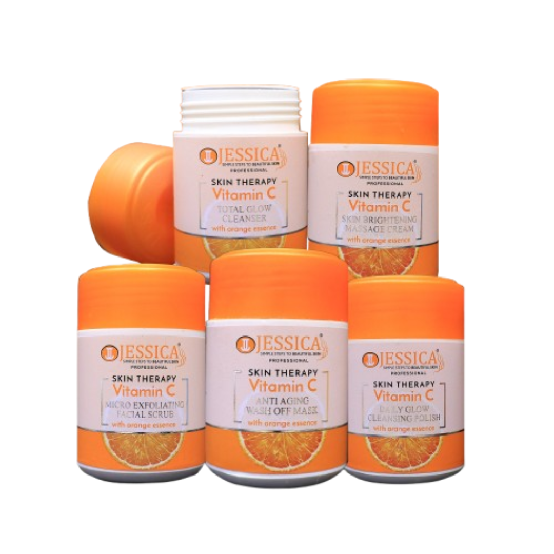 JESSICA VITAMIN C THERAPY [PACK OF 4] [ 5 STEPS FACIAL SKIN POLISH,FACIAL FOAM AND PEEL OFF MASK.]