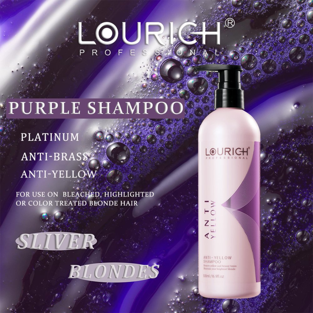 LOURICH Professional Anti-yellow Shampoo Remove Yellow Brassy Tones Purple Shampoo 500ml