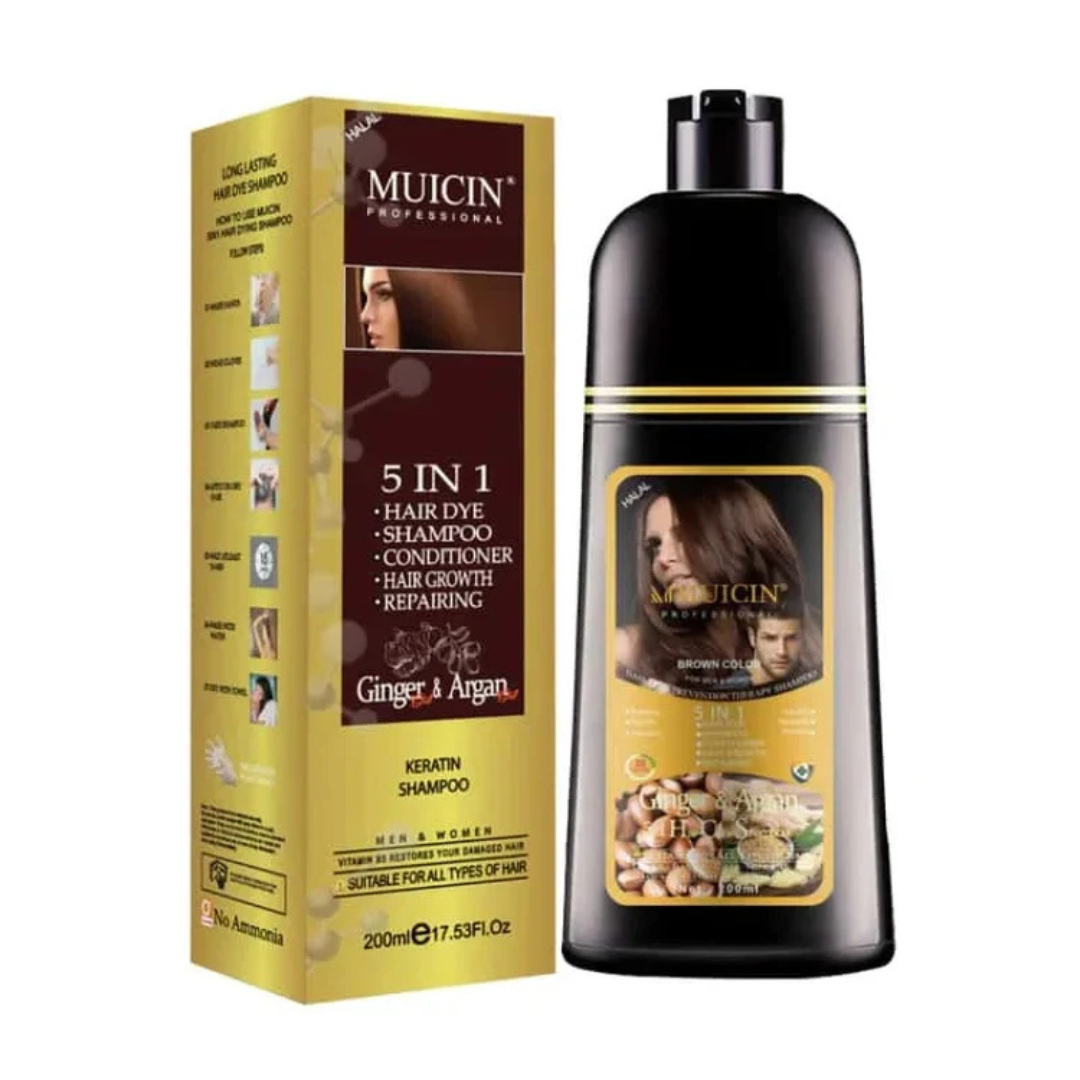 Muicin 5 In 1 Hair Color Shampoo With Ginger & Argan Oil