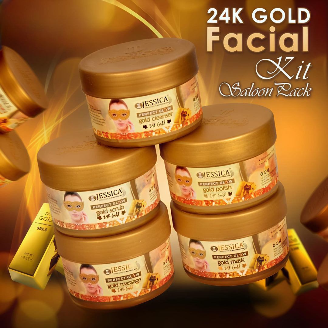 Jessica 24K Gold Facial Kit Salon Pack 5 Steps Each Jar 500gm