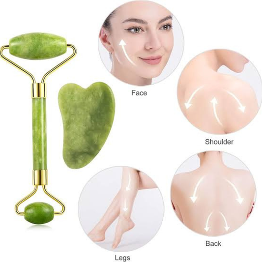 Jade roller 2in1