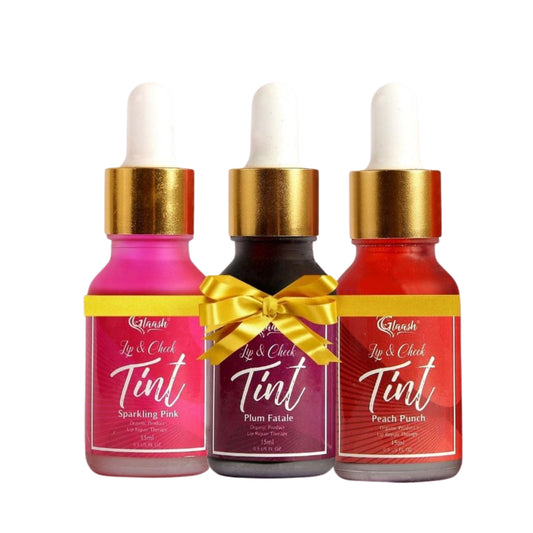 Glaash Lip & Cheek Tint Water Based 15ml Pack of 03 - Plum Fatale | Sparkling Pink | Peach Punch