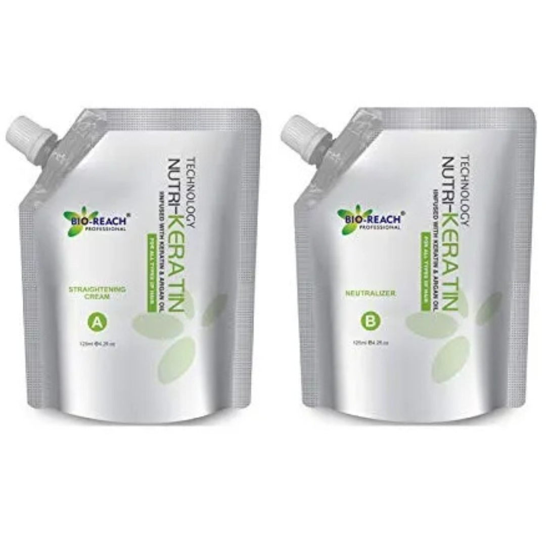 BIO-REACH Nutri Hair Nutralizer & Straightening Cream With Keratin & Argan Oil 400ml each.