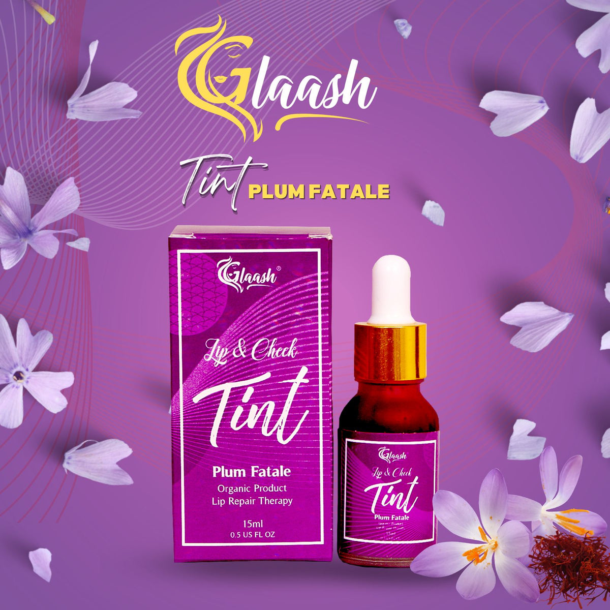 Glaash Pack of 03 Serum + Soap + Toner (with Free Gift Plum Fatale Tint) | Vitamin C Facial Serum + Turmeric Organic Soap + Turmeric Toner + Gift Plum Fatale Tint