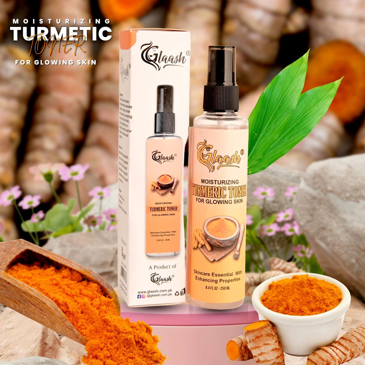 Glaash Pack of 03 Serum + Soap + Toner | Alpha Arbutin Facial Serum + Anti Acne Organic Soap + Turmeric Toner