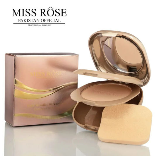 Miss Rose Pink Metallic Mirror Dual Compact Face Powder
